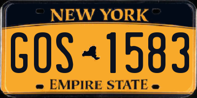 NY license plate GOS1583