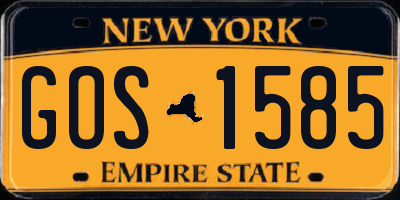 NY license plate GOS1585