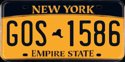 NY license plate GOS1586