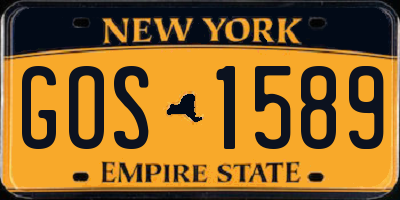 NY license plate GOS1589