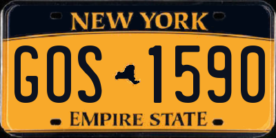 NY license plate GOS1590
