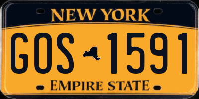 NY license plate GOS1591