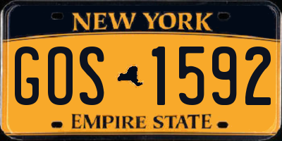 NY license plate GOS1592