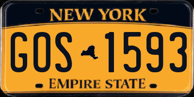 NY license plate GOS1593