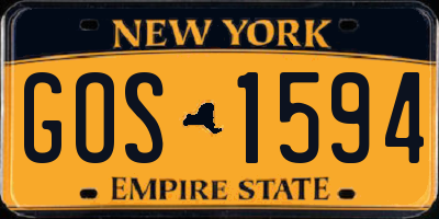 NY license plate GOS1594
