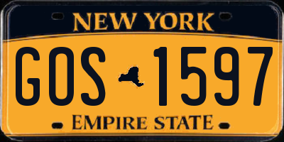 NY license plate GOS1597