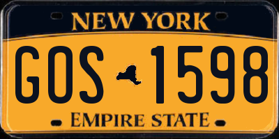 NY license plate GOS1598