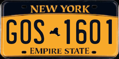 NY license plate GOS1601