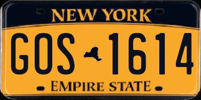 NY license plate GOS1614