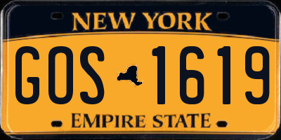 NY license plate GOS1619