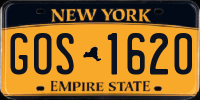 NY license plate GOS1620