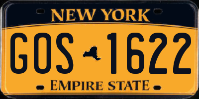 NY license plate GOS1622