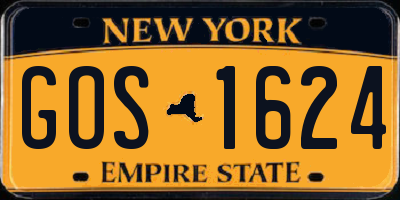 NY license plate GOS1624