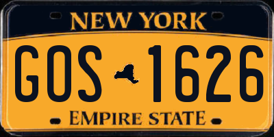 NY license plate GOS1626