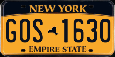 NY license plate GOS1630