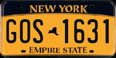 NY license plate GOS1631