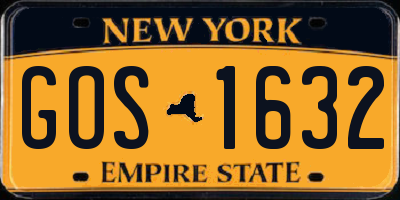 NY license plate GOS1632
