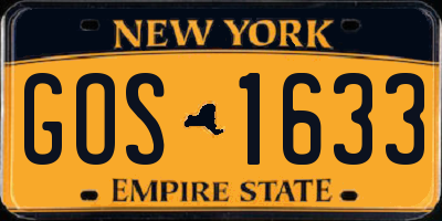 NY license plate GOS1633