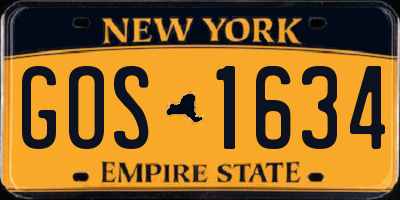 NY license plate GOS1634