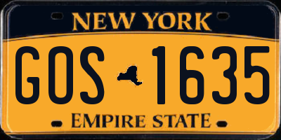 NY license plate GOS1635
