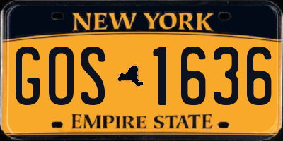 NY license plate GOS1636