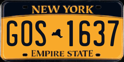 NY license plate GOS1637