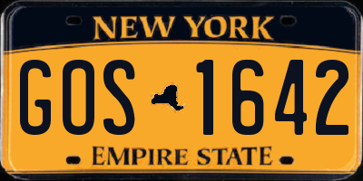 NY license plate GOS1642