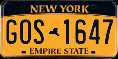 NY license plate GOS1647