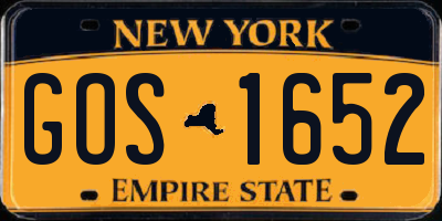 NY license plate GOS1652