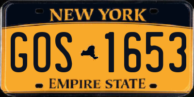 NY license plate GOS1653