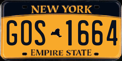 NY license plate GOS1664