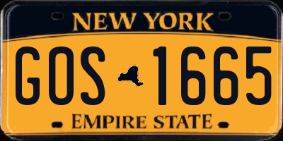 NY license plate GOS1665