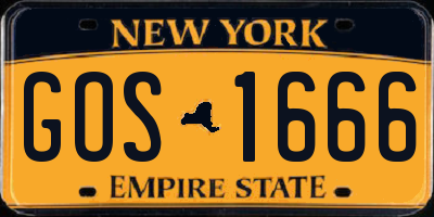 NY license plate GOS1666