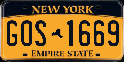 NY license plate GOS1669