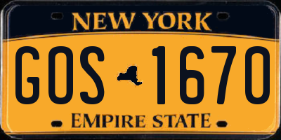 NY license plate GOS1670