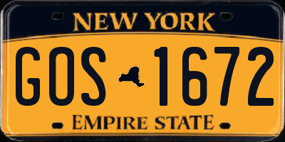 NY license plate GOS1672
