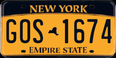 NY license plate GOS1674