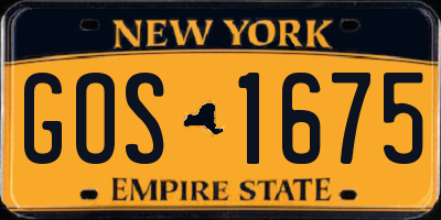 NY license plate GOS1675