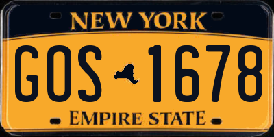 NY license plate GOS1678