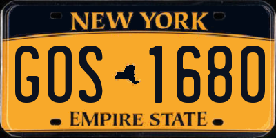 NY license plate GOS1680