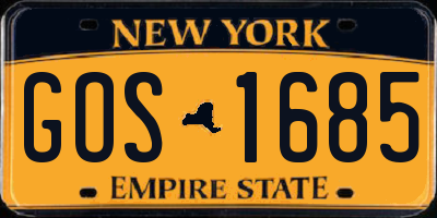NY license plate GOS1685