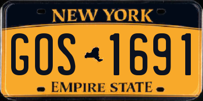 NY license plate GOS1691