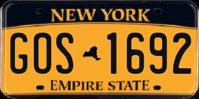 NY license plate GOS1692