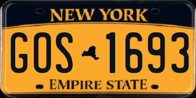 NY license plate GOS1693