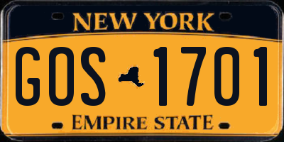 NY license plate GOS1701
