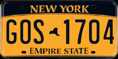 NY license plate GOS1704