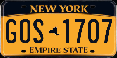 NY license plate GOS1707