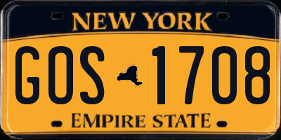 NY license plate GOS1708