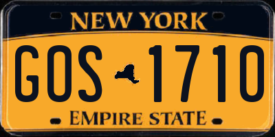 NY license plate GOS1710
