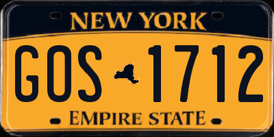NY license plate GOS1712